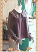 Coffee Color Crucifix Chiffon Embroidery Square Neckline Lolita Long Sleeve Shirt