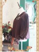 Coffee Color Crucifix Chiffon Embroidery Square Neckline Lolita Long Sleeve Shirt