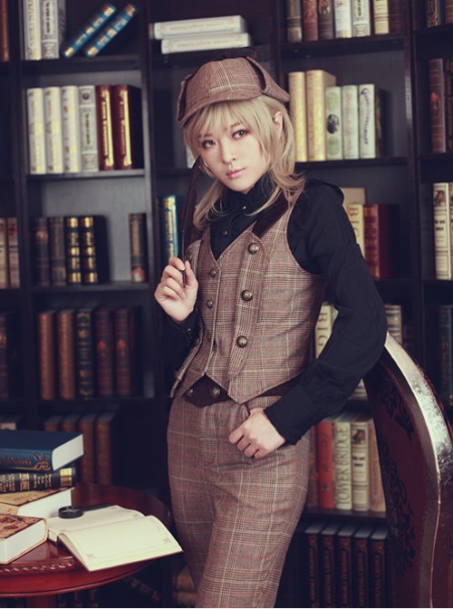 Detective Style Beck Street Dense Fog Series Khaki Lolita Vest