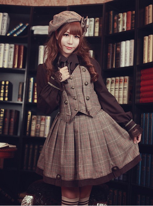 Detective Style Beck Street Dense Fog Series Khaki Lolita Vest