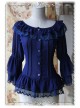 Daily Version Fairy Dance Series Deep Blue Small Trumpet Sleeves Lolita Shirt