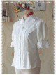 Milky White Elegance Lace Glass Stripes Short Sleeve Lolita Shirt