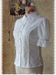 White Elegance Lace Glass Stripes Short Sleeve Lolita Shirt