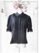 Black Elegance Lace Glass Stripes Short Sleeve Lolita Shirt