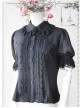 Black Elegance Lace Glass Stripes Short Sleeve Lolita Shirt