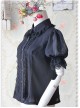 Black Elegance Lace Glass Stripes Short Sleeve Lolita Shirt