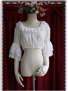 Infanta Chiffon Trumpet Sleeve Lolita Super Short Shirt