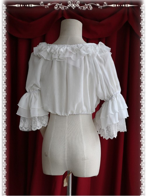 Infanta Chiffon Trumpet Sleeve Lolita Super Short Shirt