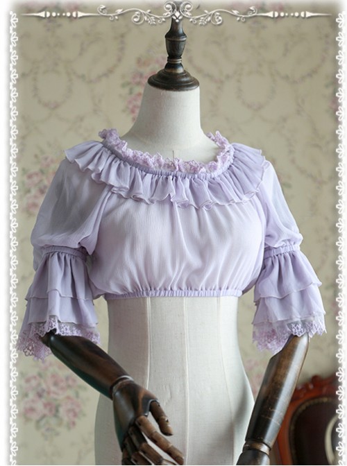 Infanta Chiffon Trumpet Sleeve Lolita Super Short Shirt