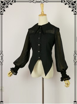 Halloween Black Bat collar Lolita Long Sleeve Shirt