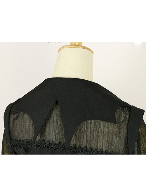 Halloween Black Bat collar Lolita Long Sleeve Shirt