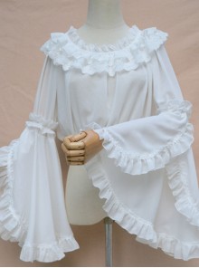 Retro Trumpet Sleeves Chiffon Lolita Short Shirt