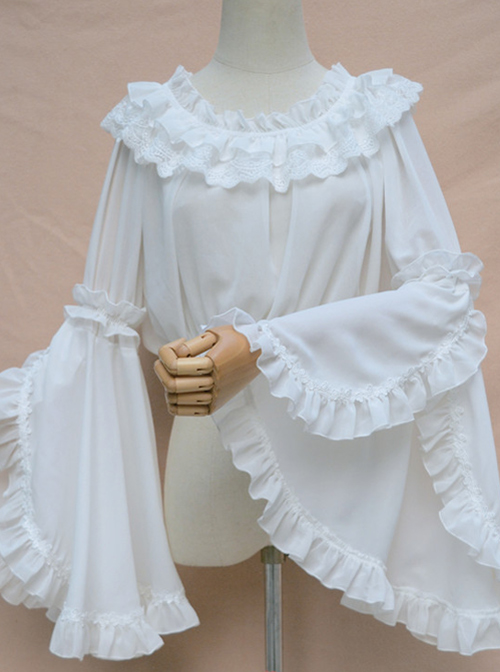 Retro Trumpet Sleeves Chiffon Lolita Short Shirt