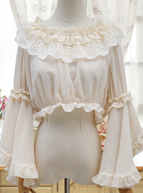 Retro Trumpet Sleeves Chiffon Lolita Short Shirt