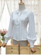 Round Collar White Embroidered Slim Lolita Long Sleeve Shirt