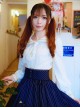 Round Collar White Embroidered Slim Lolita Long Sleeve Shirt