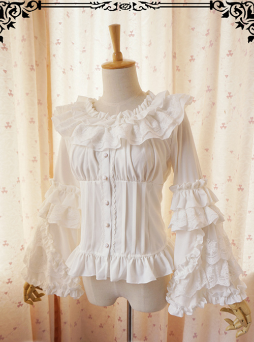 Retro Long Trumpet Sleeve Classic Lolita Shirt