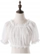 Off Shoulder Lolita Puff Sleeve Lace Short Blouse