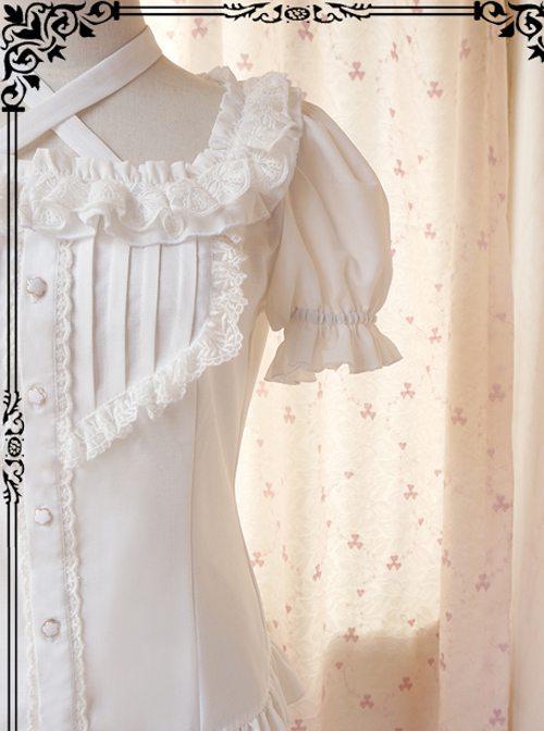 Elegance White Rayon Classic Lolita Short Sleeve Shirt