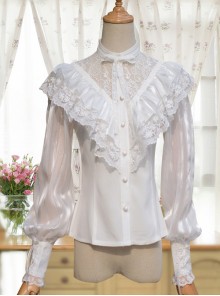 Chiffon Retro Slim Small Standing Collar Lolita Long Sleeve Shirt