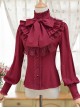 Retro Stand Collar Bowknot Tie Lolita Lantern Sleeve Shirt