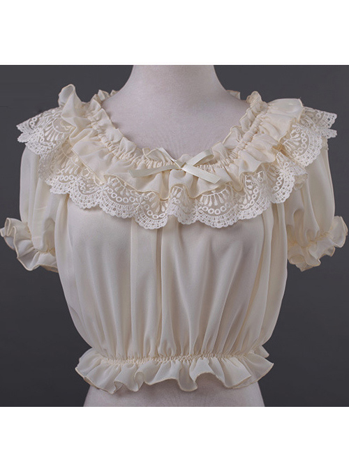 Chiffon Lace Short Puff Sleeve Lolita Short Shirt