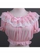 Chiffon Lace Short Puff Sleeve Lolita Short Shirt