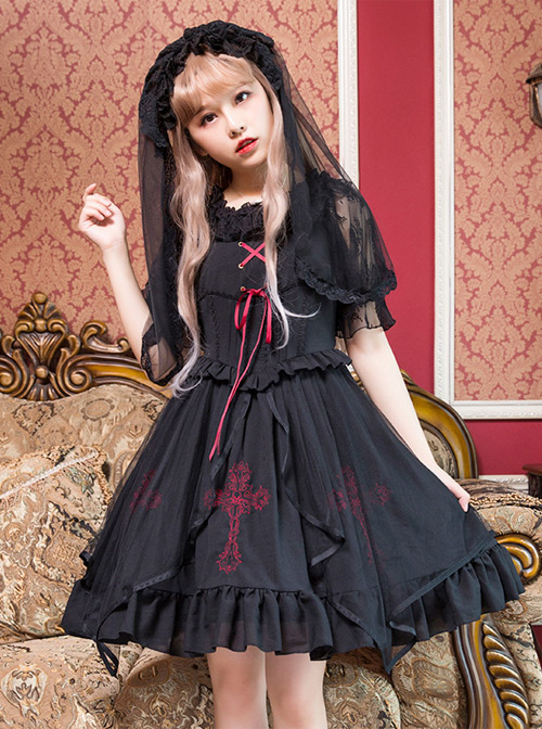 Chiffon Lace Circular Collar Lolita Half Sleeves Blouse