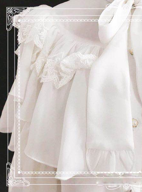 Retro Bowknot Chiffon Lolita Ruffles Long Sleeve Shirt