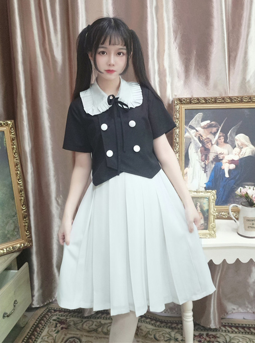 College Style Retro Cute Double-breasted Lolita Blouse