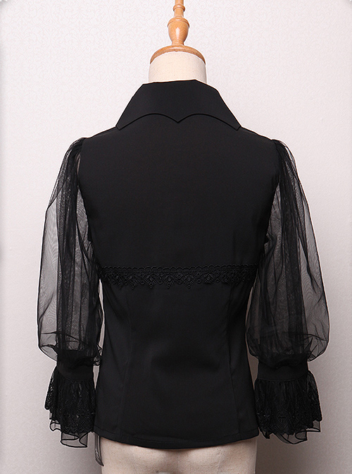 Bat Collar Black Long Sleeve Gothic Lolita Shirt