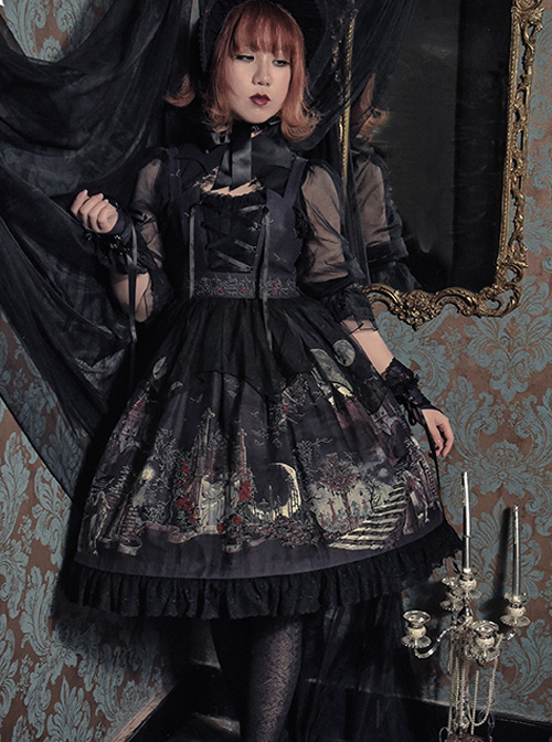 Bat Collar Black Long Sleeve Gothic Lolita Shirt