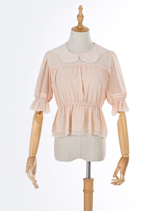 Chiffon Petal Collar Sweet Lolita Short Sleeve Shirt