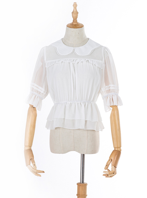 Chiffon Petal Collar Sweet Lolita Short Sleeve Shirt