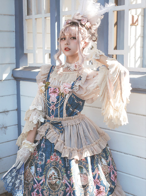 Fairytale Town Dance Party Series Chiffon Lace Classic Lolita Trumpet Sleeve Shirt