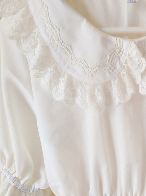 Cute Doll Collar White Chiffon Sweet Lolita Half Sleeve Shirt