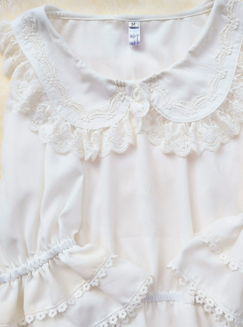 Cute Doll Collar White Chiffon Sweet Lolita Half Sleeve Shirt