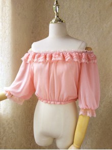 Pure Color Chiffon Classic Lolita Half Sleeve Shirt