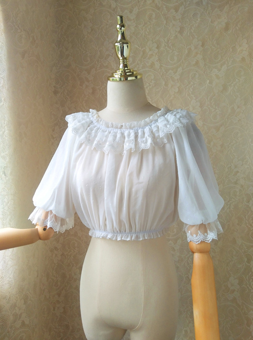 Pure Color Chiffon Classic Lolita Half Sleeve Shirt