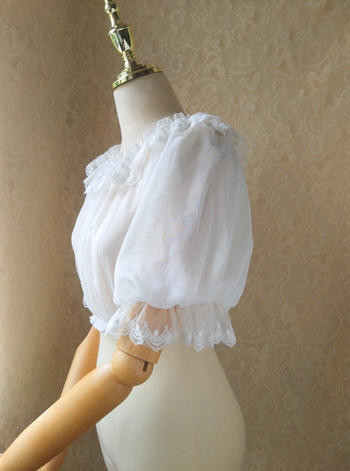 Pure Color Chiffon Classic Lolita Half Sleeve Shirt