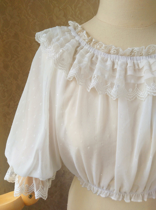 Pure Color Chiffon Classic Lolita Half Sleeve Shirt