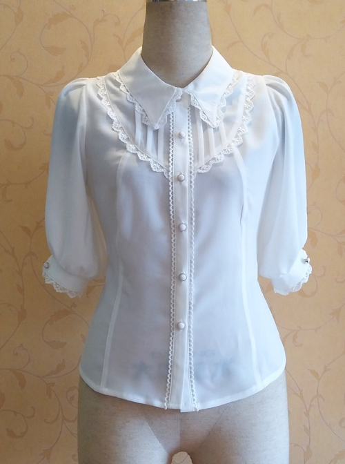 Chiffon Lapel Classic Lolita Short Sleeve Shirt