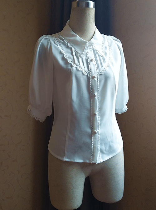 Chiffon Lapel Classic Lolita Short Sleeve Shirt