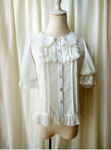 Milky Chiffon Classic Lolita Short Trumpet Sleeve Shirt