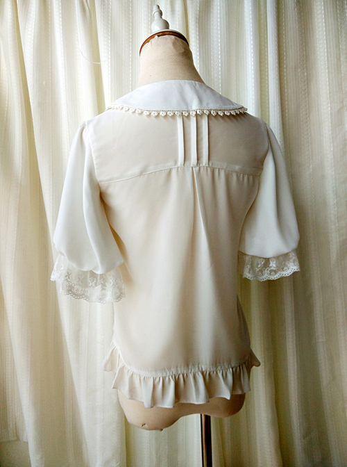 Milky Chiffon Classic Lolita Short Trumpet Sleeve Shirt