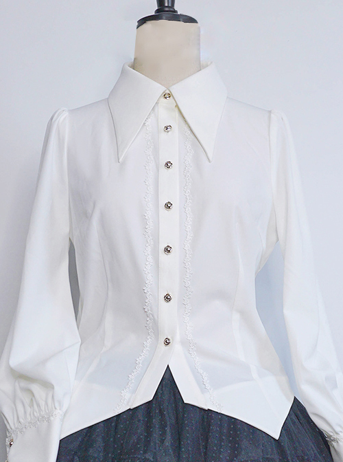 Love And Death Series Peaked Lapel Puff Sleeves Lolita Shirt