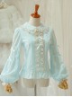 Double Layer Jacquard Cotton Long Sleeve Lace Shirt