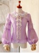 Double Layer Jacquard Cotton Long Sleeve Lace Shirt
