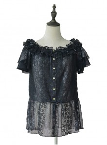 Hollow Out Lace Classic Lolita Fly Sleeve Shirt