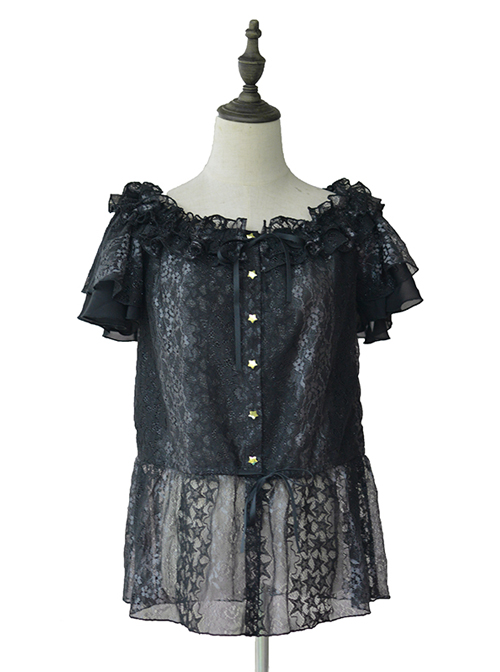 Hollow Out Lace Classic Lolita Fly Sleeve Shirt